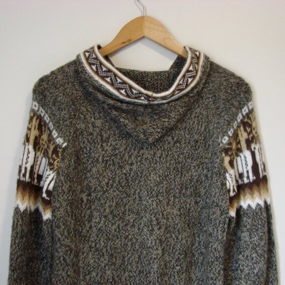 Kactus Artesanias Alpaca Hoodie Sweater Peru Aztec Fringe Soft Pullover Medium - Picture 12 of 15